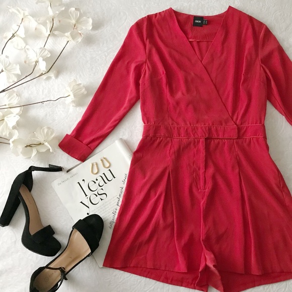 ASOS Pants - ASOS Red Long Sleeve Tailored Romper